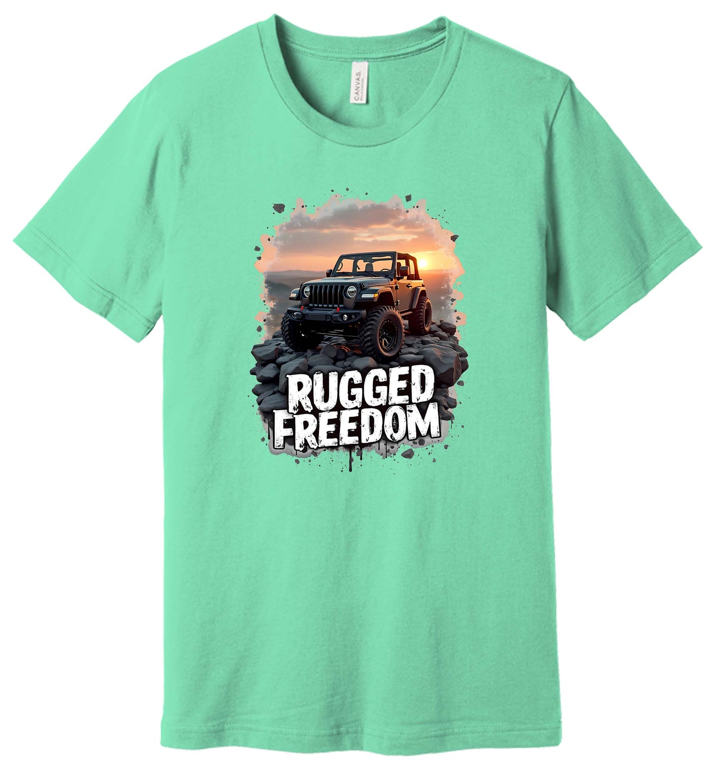 Rugged Freedom Off-Road Jeep Graphic T-Shirt, Sunset Design