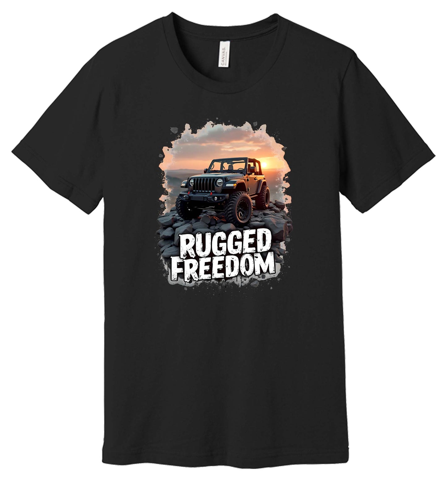 Rugged Freedom Off-Road Jeep Graphic T-Shirt, Sunset Design