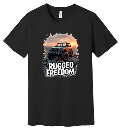 Rugged Freedom Off-Road Jeep Graphic T-Shirt, Sunset Design