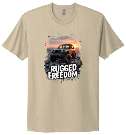 Rugged Freedom Off-Road Jeep Graphic T-Shirt, Sunset Design