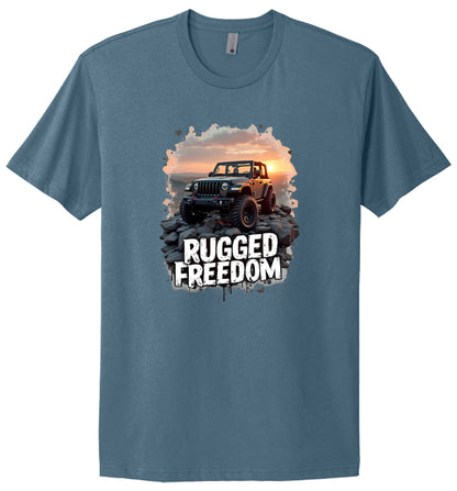 Rugged Freedom Off-Road Jeep Graphic T-Shirt, Sunset Design