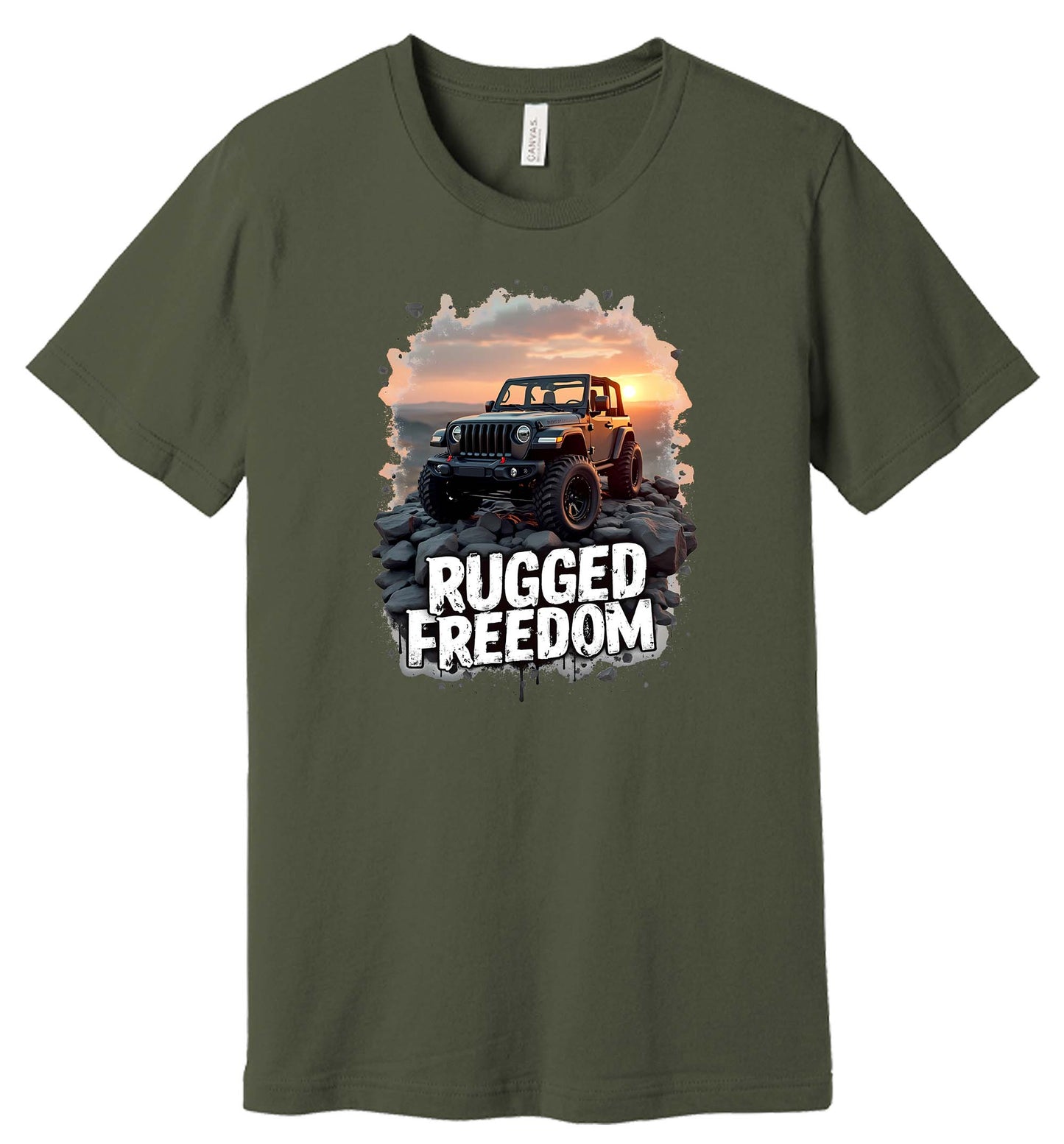 Rugged Freedom Off-Road Jeep Graphic T-Shirt, Sunset Design