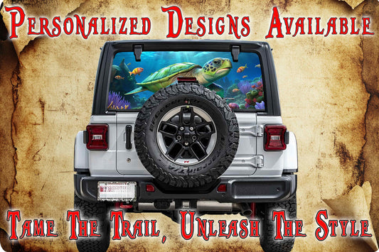 Sea Turtle rear window see through graphic.