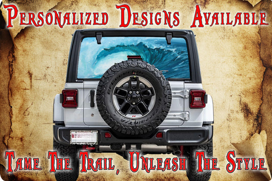 Beach sunrise Rear window see through graphic.