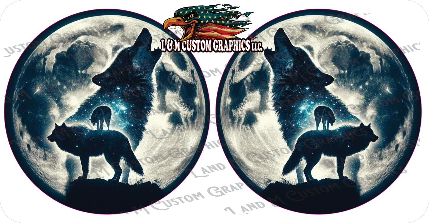 wolf and Moon headlight decal