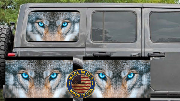 Wolf eyes Rear quarter window see through graphic. – L & M custom ...