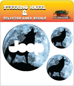 Steering wheel decal Wolf and blue moon