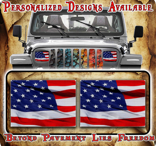 American Flag Eye decals for YJ or 5x7 headlights