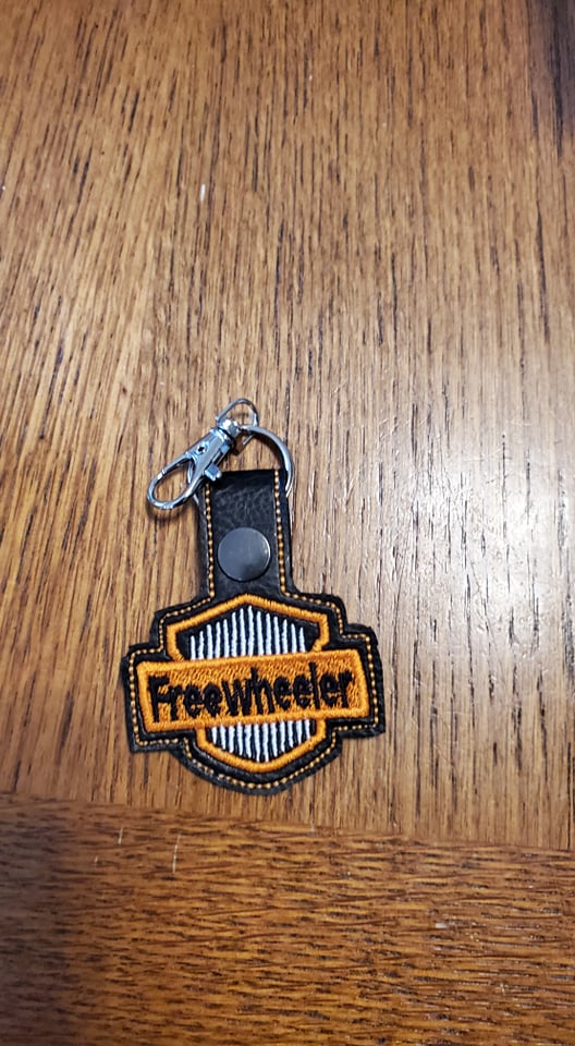 Custom Embroidered key chains Freewheeler
